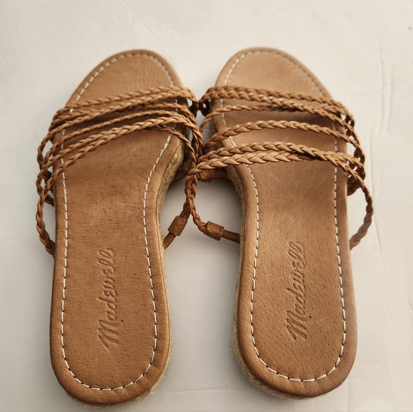 Madewell Kathryn Espadrille in Tan Strappy Flat Leather Slide on Sandals 6 5007 - Picture 9 of 9